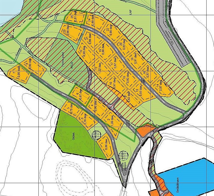 Tomt 4, 6, 7, 8, 11, 12, 13, 19, 23 og 25 er solt. Tomt 1, 4, 12, 19, 23 og 25 er bebygd. Galleribilde