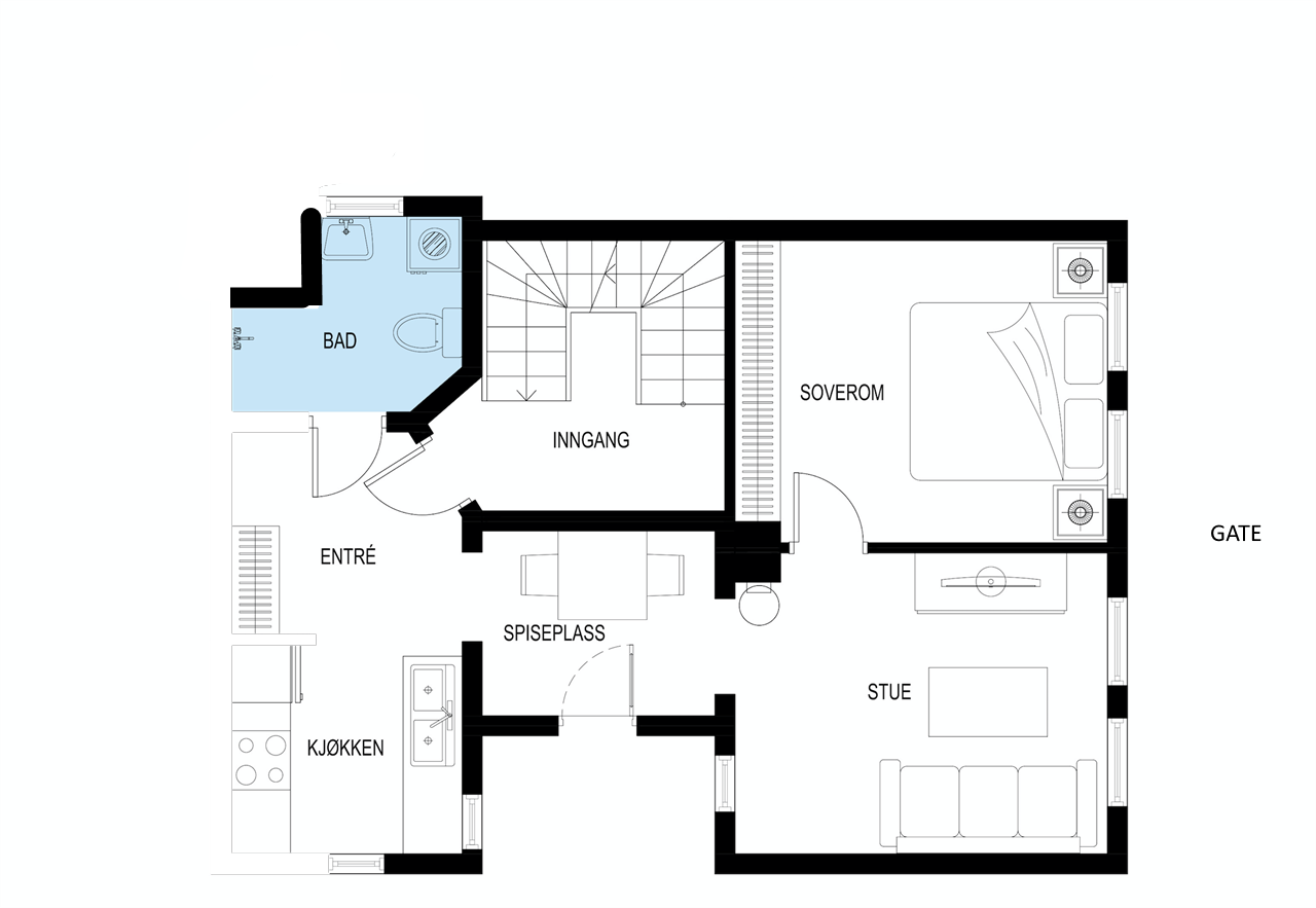 Plantegning 47m2 Galleribilde