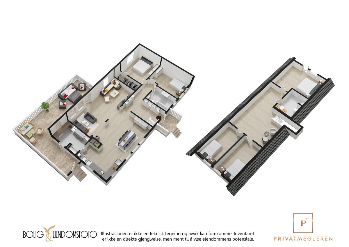 Plantegning begge etasjer. Galleribilde