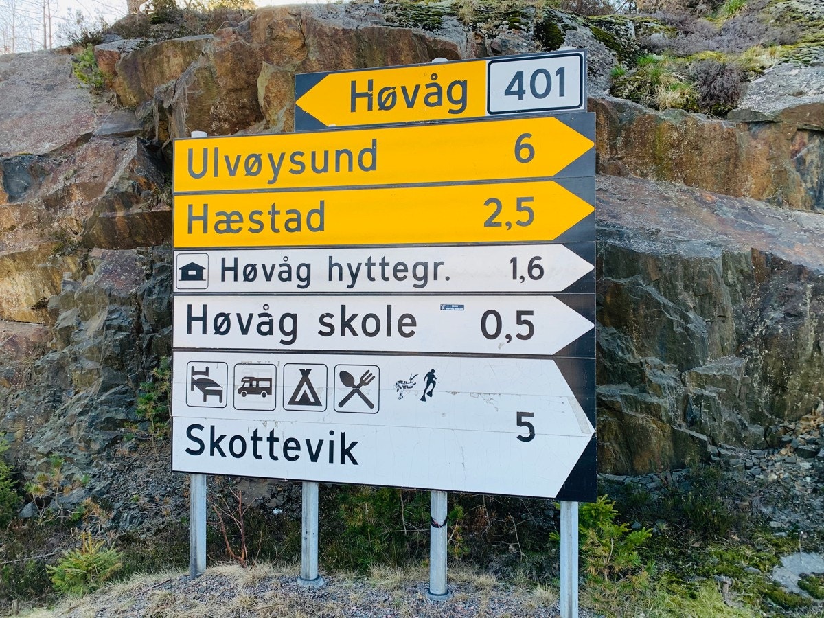 Veiskilt inn til området Galleribilde