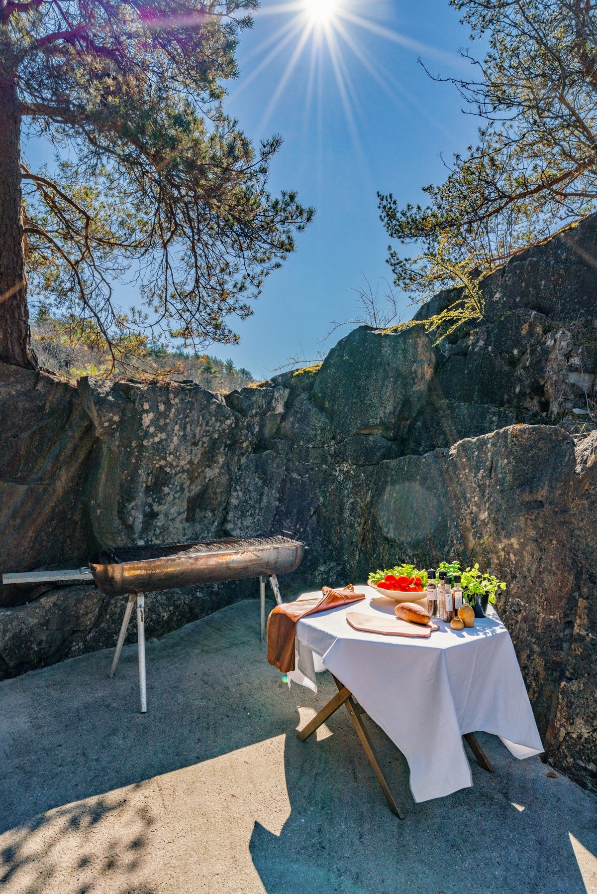 Fra den støpte uteplassen - ypperlig som grillsted Galleribilde