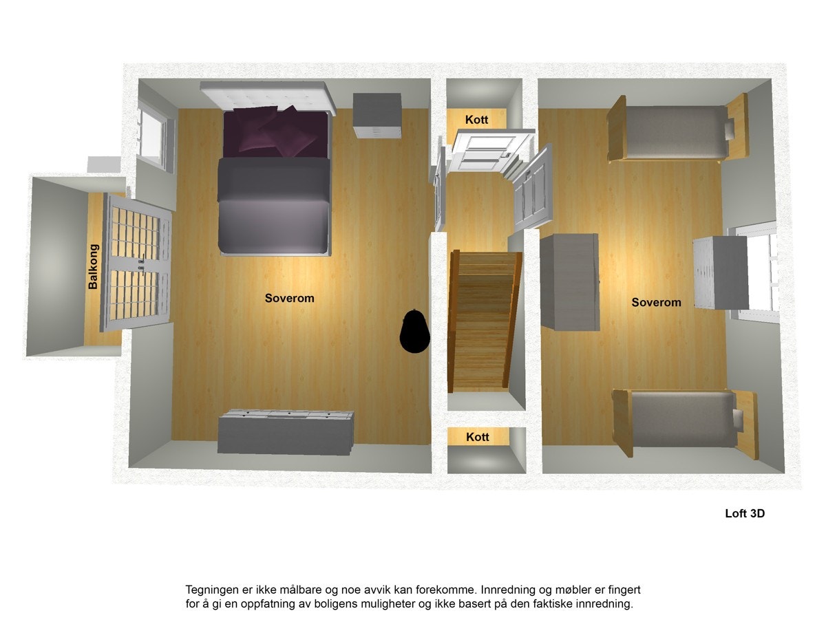Plantegning loft 3D Galleribilde