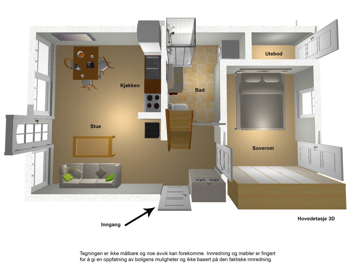 Plantegning hovedetasje 3D Galleribilde