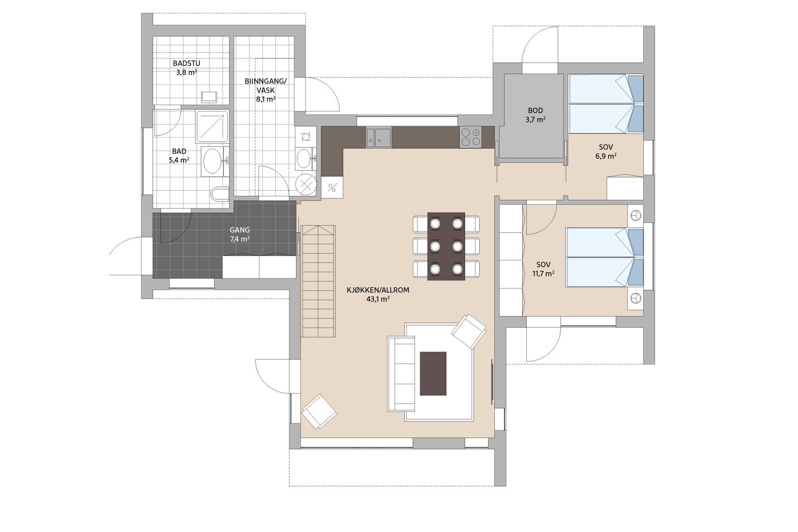 Planskisse hovedetasje - STAV 110 Galleribilde