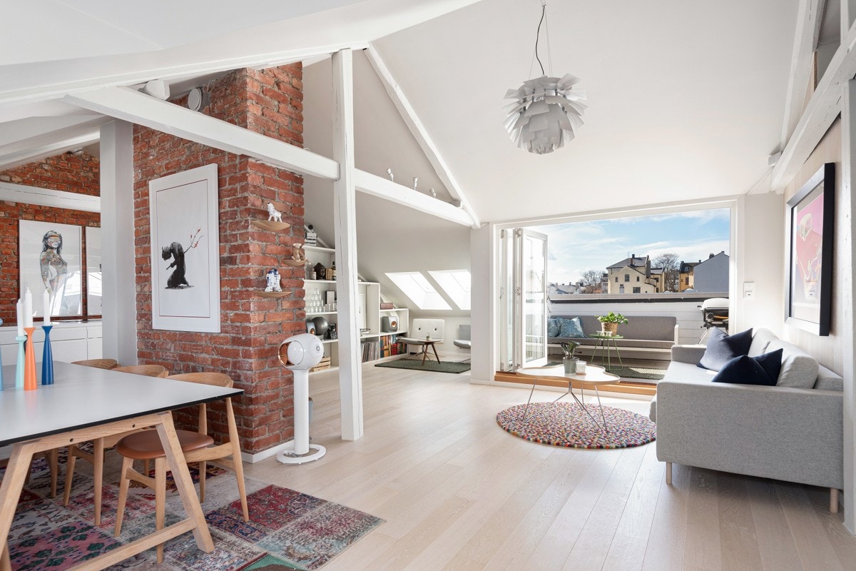 Synlige bjelker i stuen Galleribilde