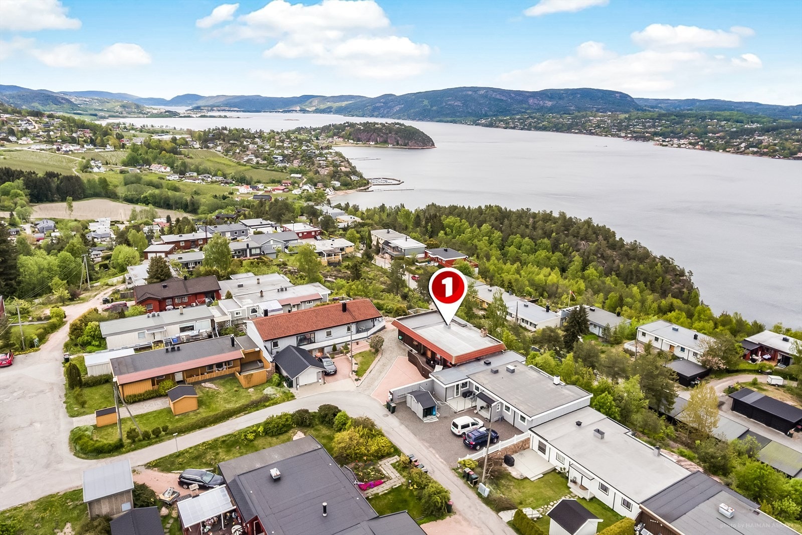 Boligen ligger helt på pynten av feltet. Galleribilde