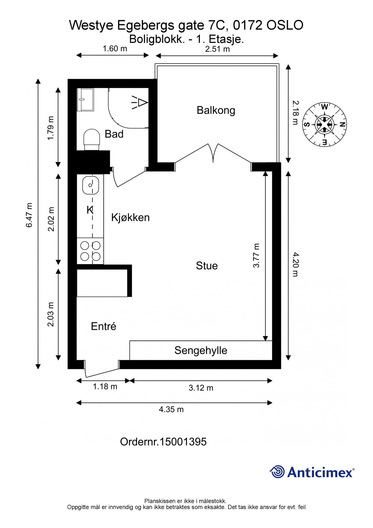 Plantegning med mål Galleribilde