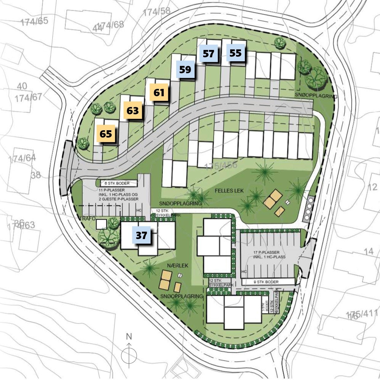 Tegning av Fjellfoten Hage, nr 45 og 49 er ikke solgt Galleribilde