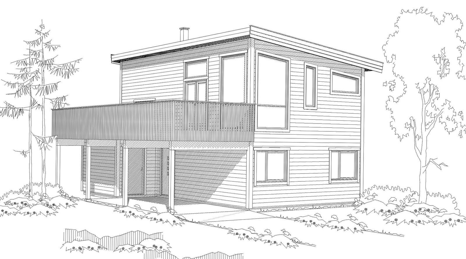 Enebolig illustrasjon Galleribilde