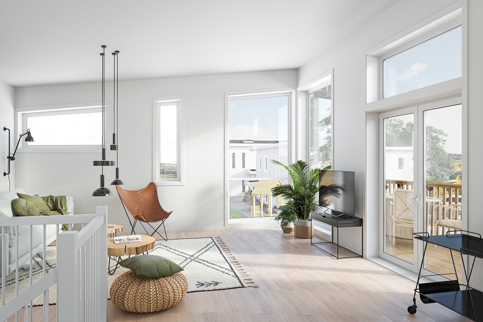 Stue med utsikt mot terrasse Galleribilde