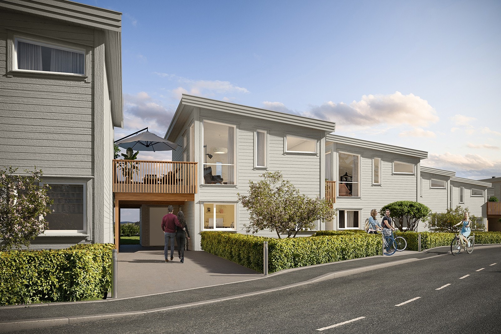 Fasade på enebolig i rekke Galleribilde