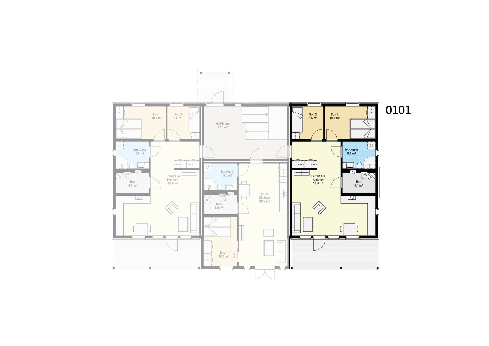 Plantegning ende-leilighet høyre Galleribilde