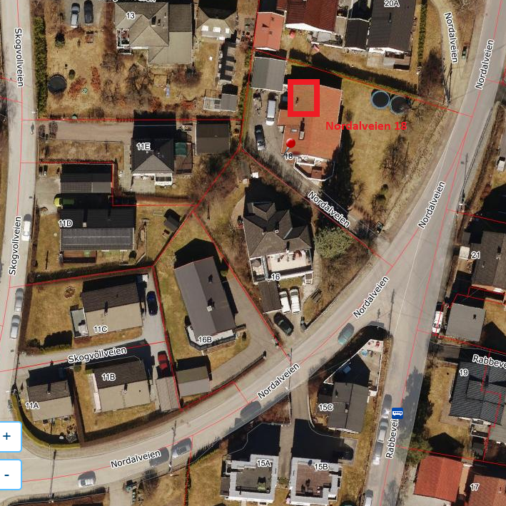 Nordalveien 18, Rød firkant viser rommets plassering Galleribilde