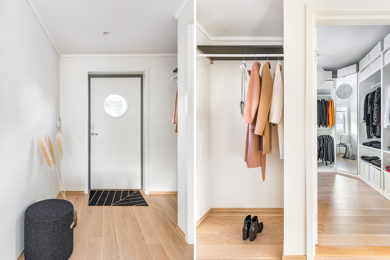 Inngangspartiet har god plass til oppheng av yttertøy og sko. Galleribilde