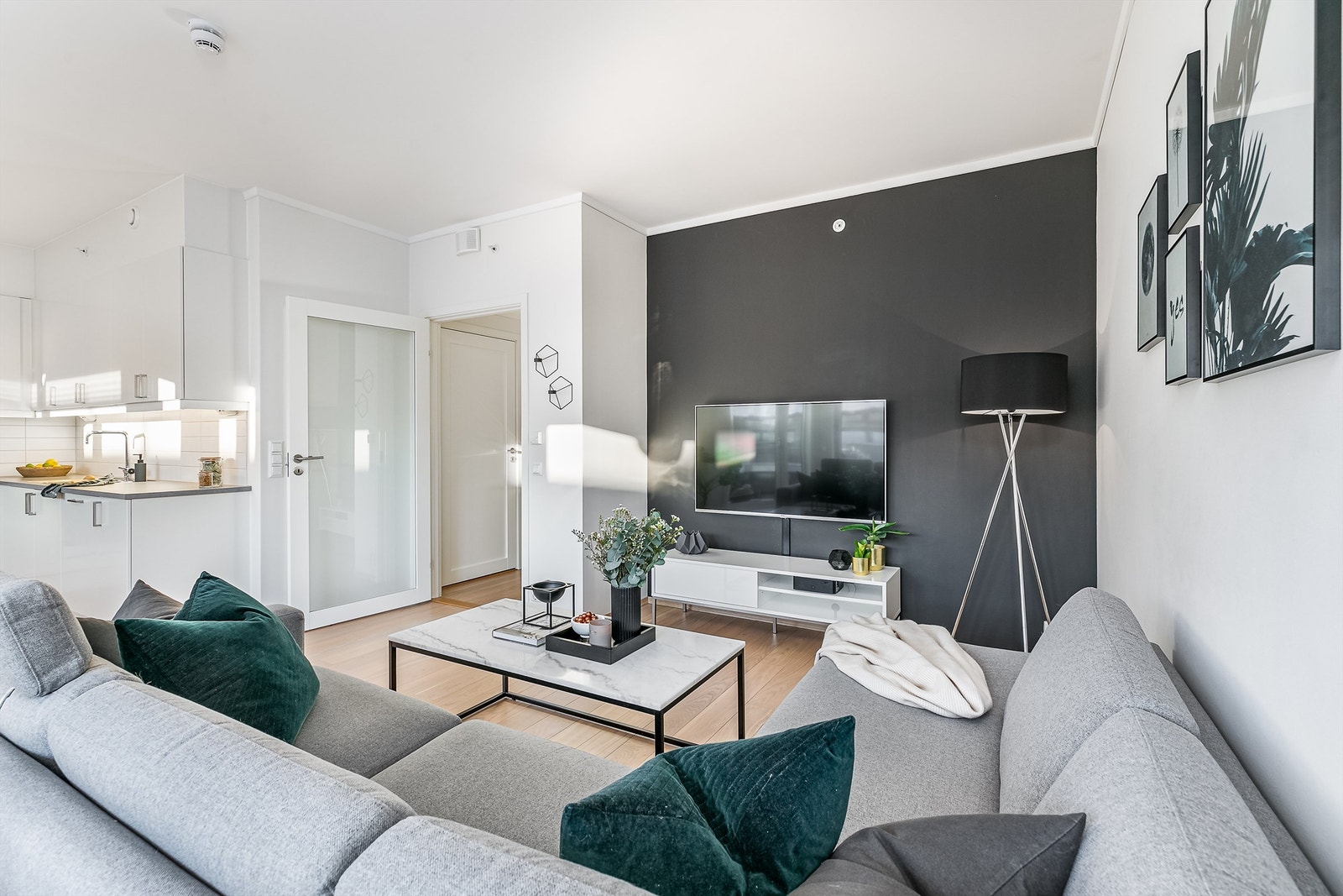 Innerdør av glass slipper dagslys gjennom til entreen. Galleribilde