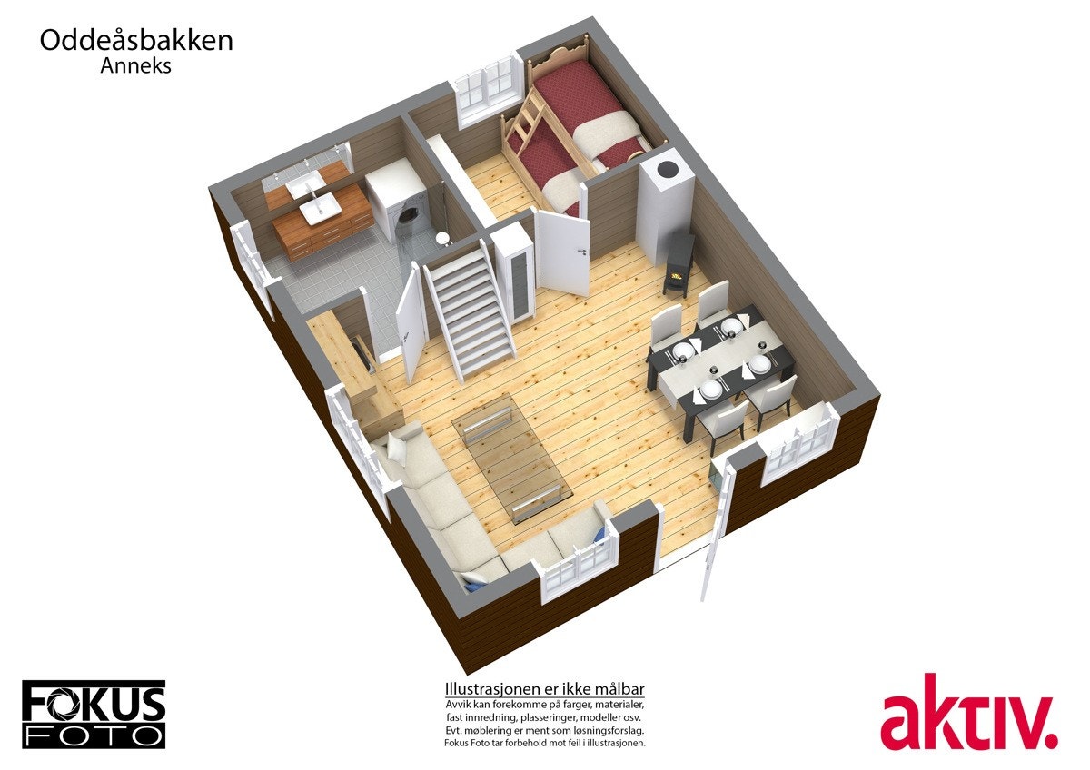 3D-Tegning gjestehytte Galleribilde