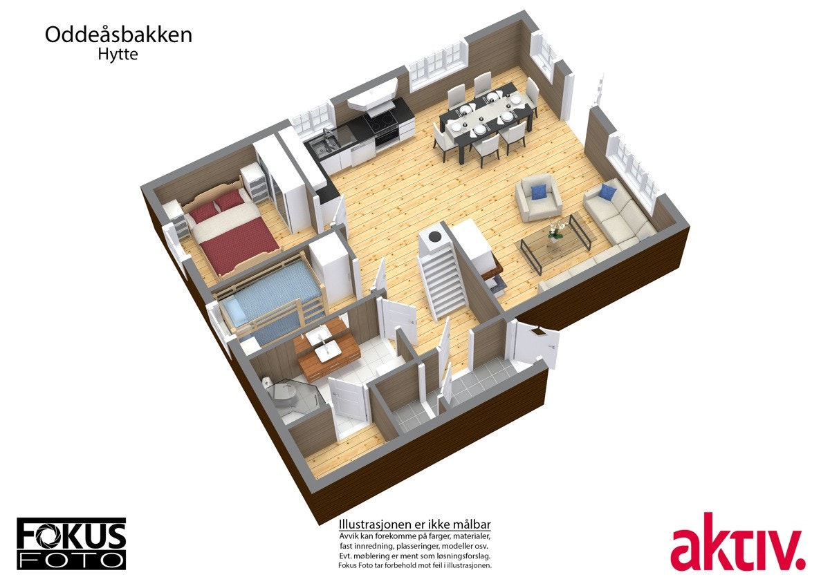 3D-Tegning hovedhytte Galleribilde