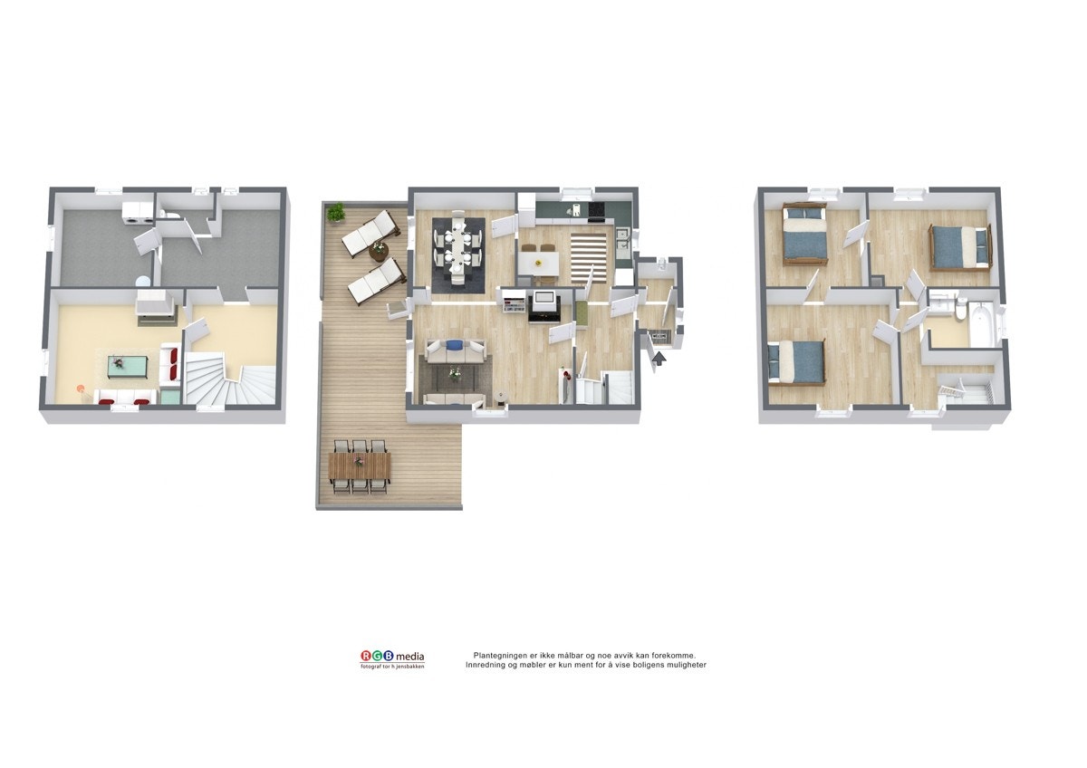 3D plantegning av alle etasjer Galleribilde