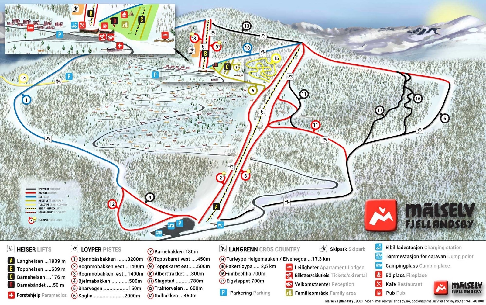 I Målselv Fjellandsby finner du flotte bakker og løyper for hele familien Galleribilde