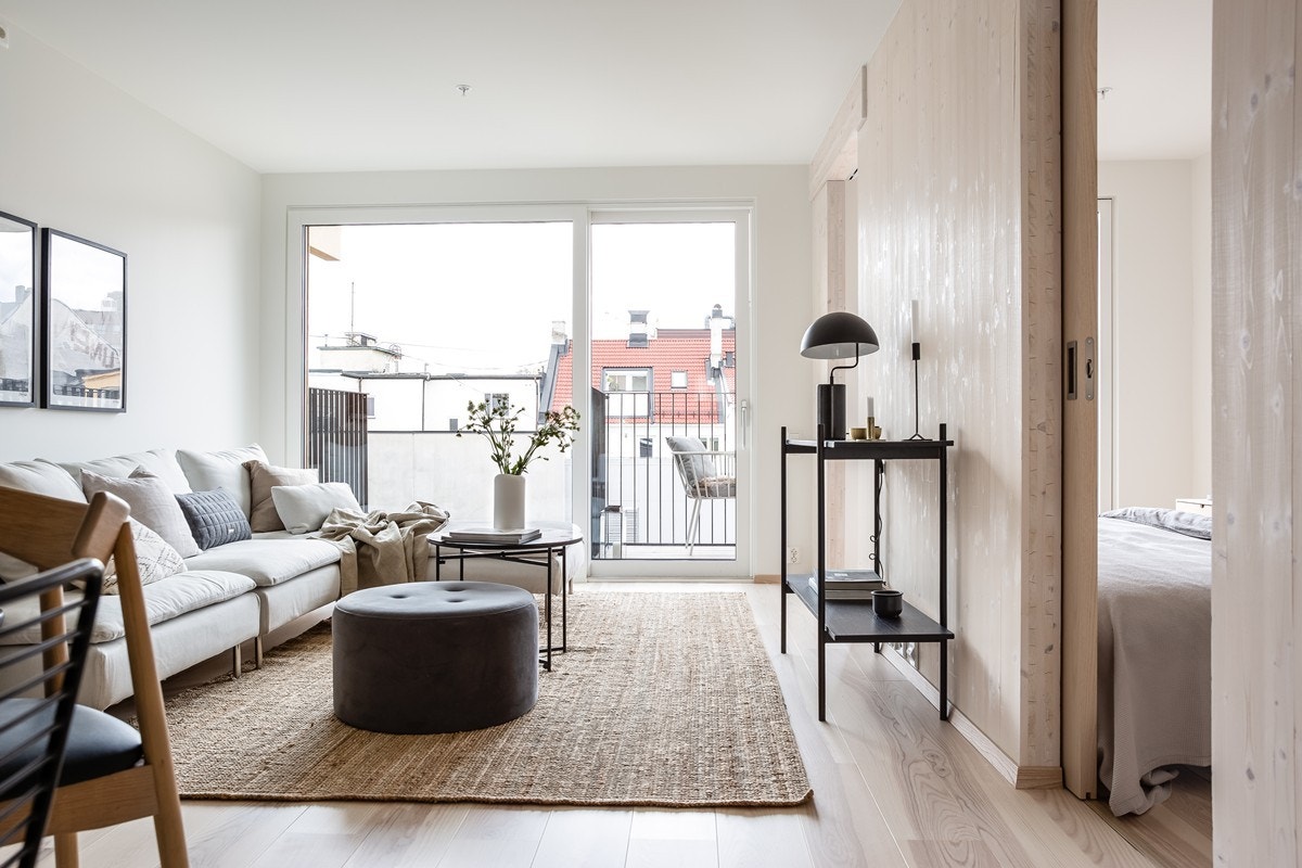 Eksempel på møblering i stuen. Stue med god plass til møblering. Bildet er fra en annen leilighet Galleribilde