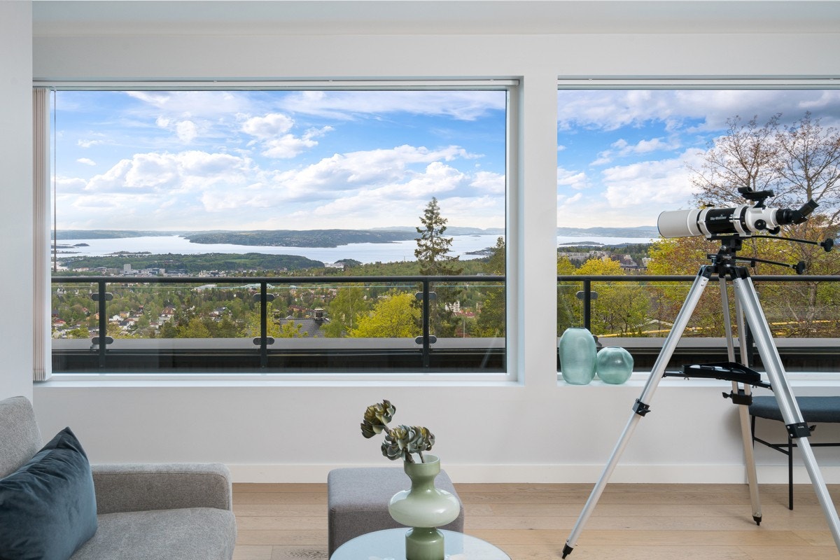 Utsikt fra stuen, og utgang til "takterrasse" Galleribilde