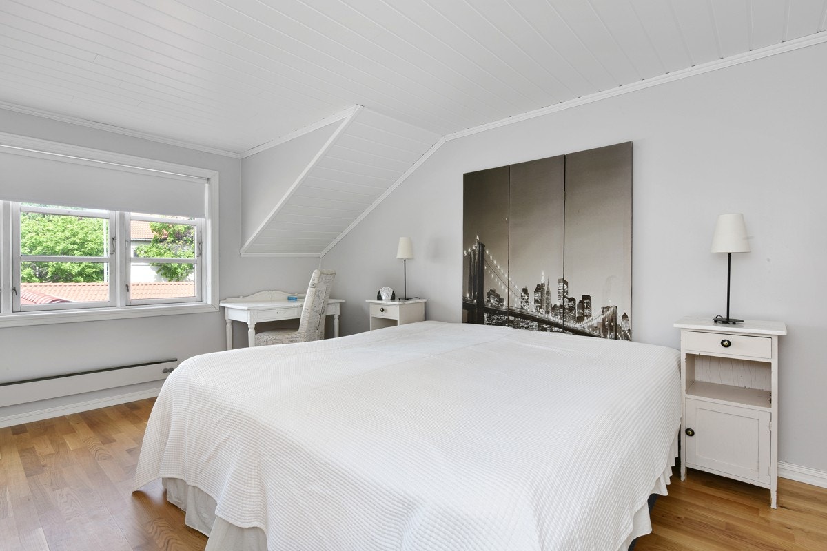 Soverom 1. Eneboligen har fire romslige soverom, hvorav tre tilhører hoveddelen. Galleribilde