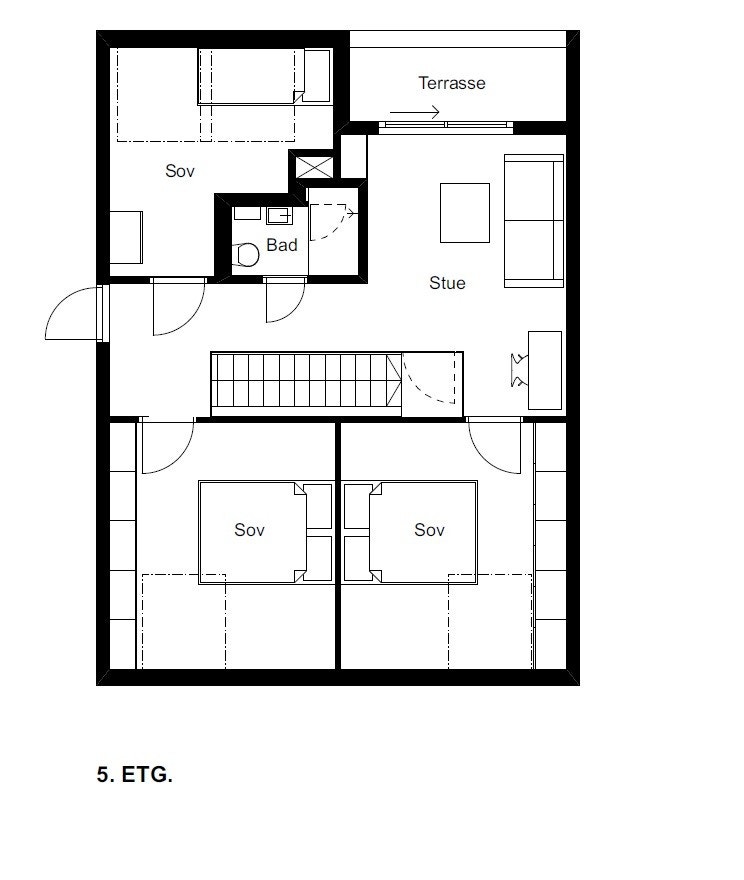 Dagens planløsning av loftsetasjen. Galleribilde