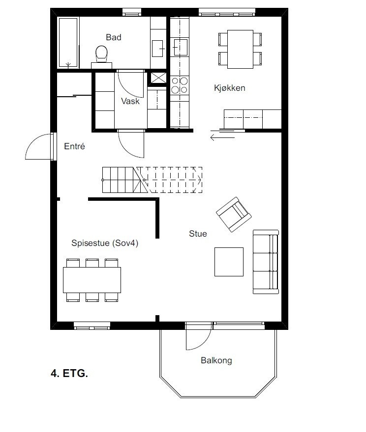 Dagens planløsning av hovedetasjen. Galleribilde