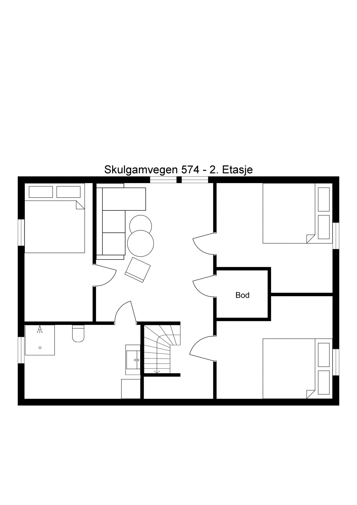 Planskisse 2. etasje skulgamvegen 574