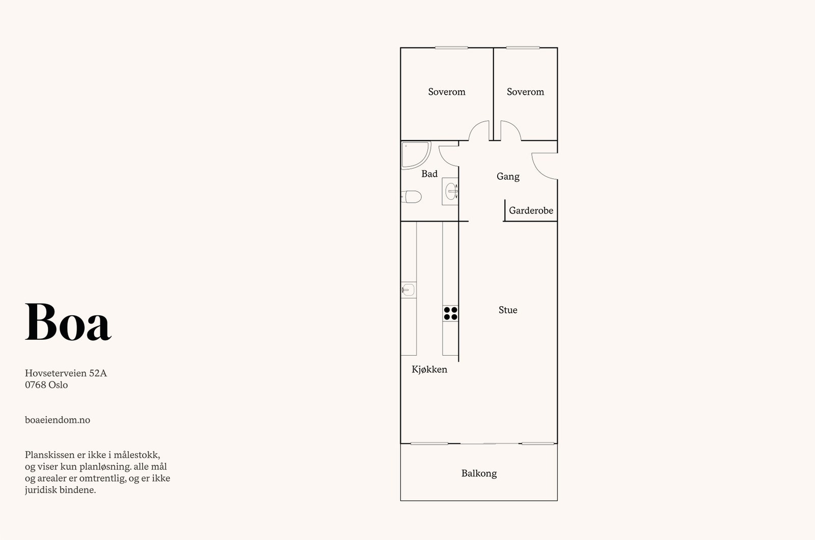6. etasje: Bad, to soverom, gang, stue og kjøkken. Garderobe. Galleribilde