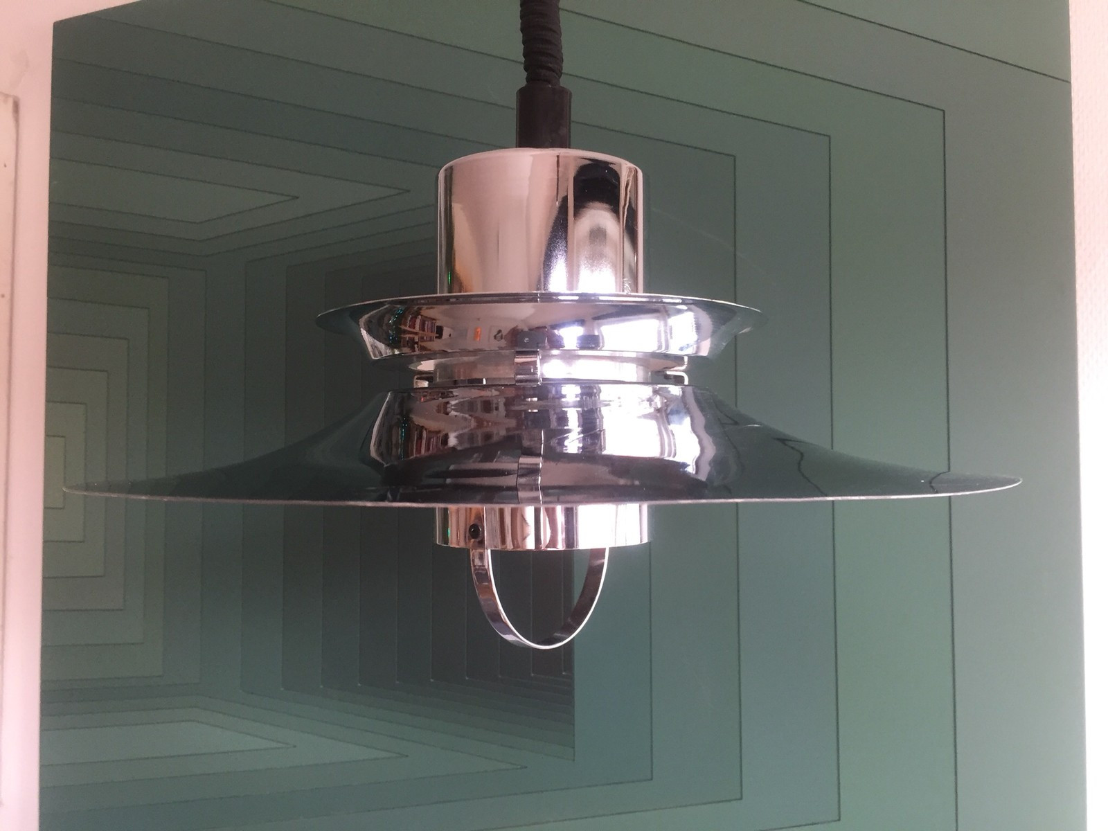 1800, Lyfa Dansk design 1970 retro stål taklampe 1800, Lyfa Dansk design 1970 retro stål taklampe