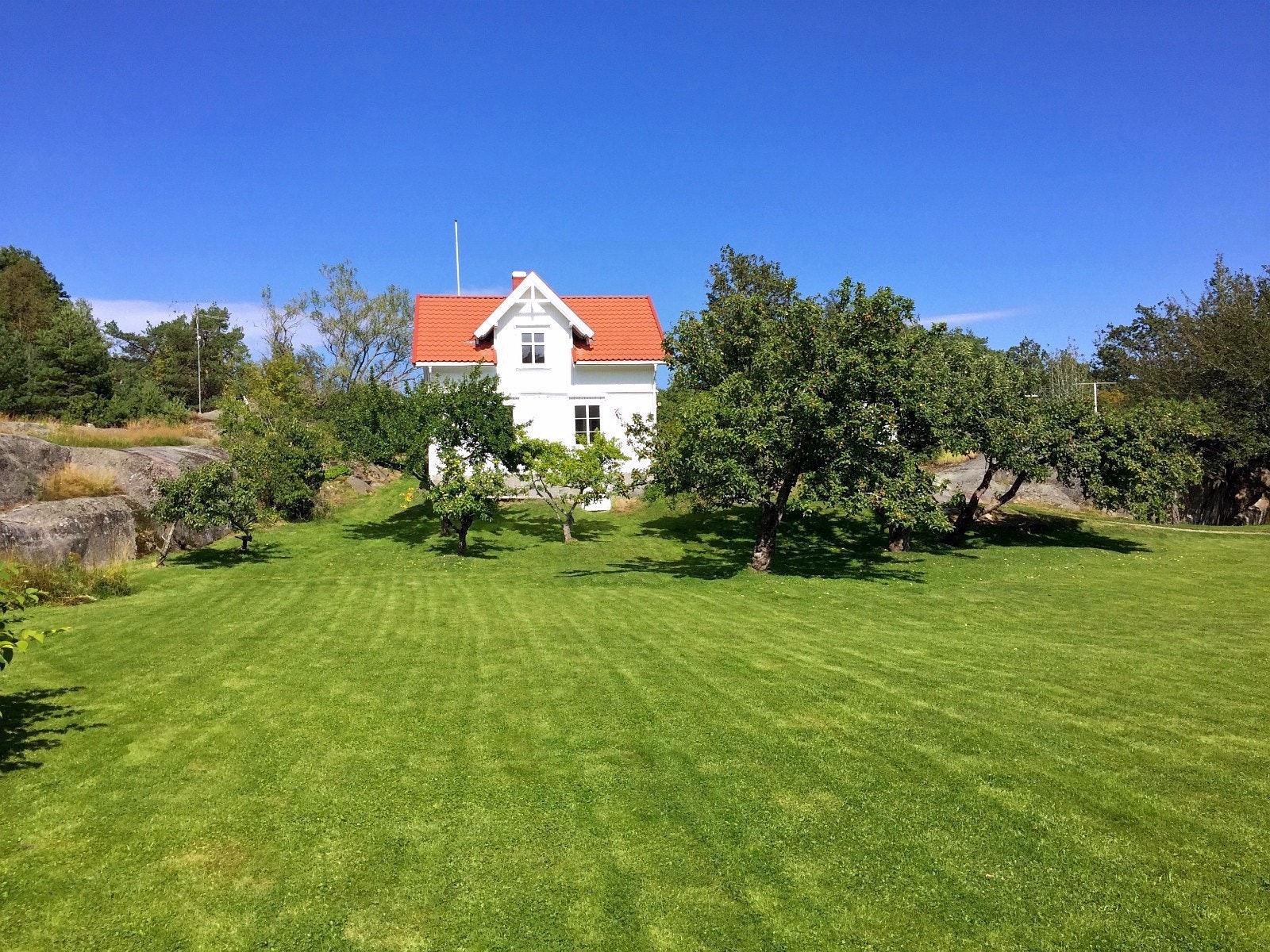 Det er flere store gressplener rundt huset som er egnet for aktiviteter. Galleribilde