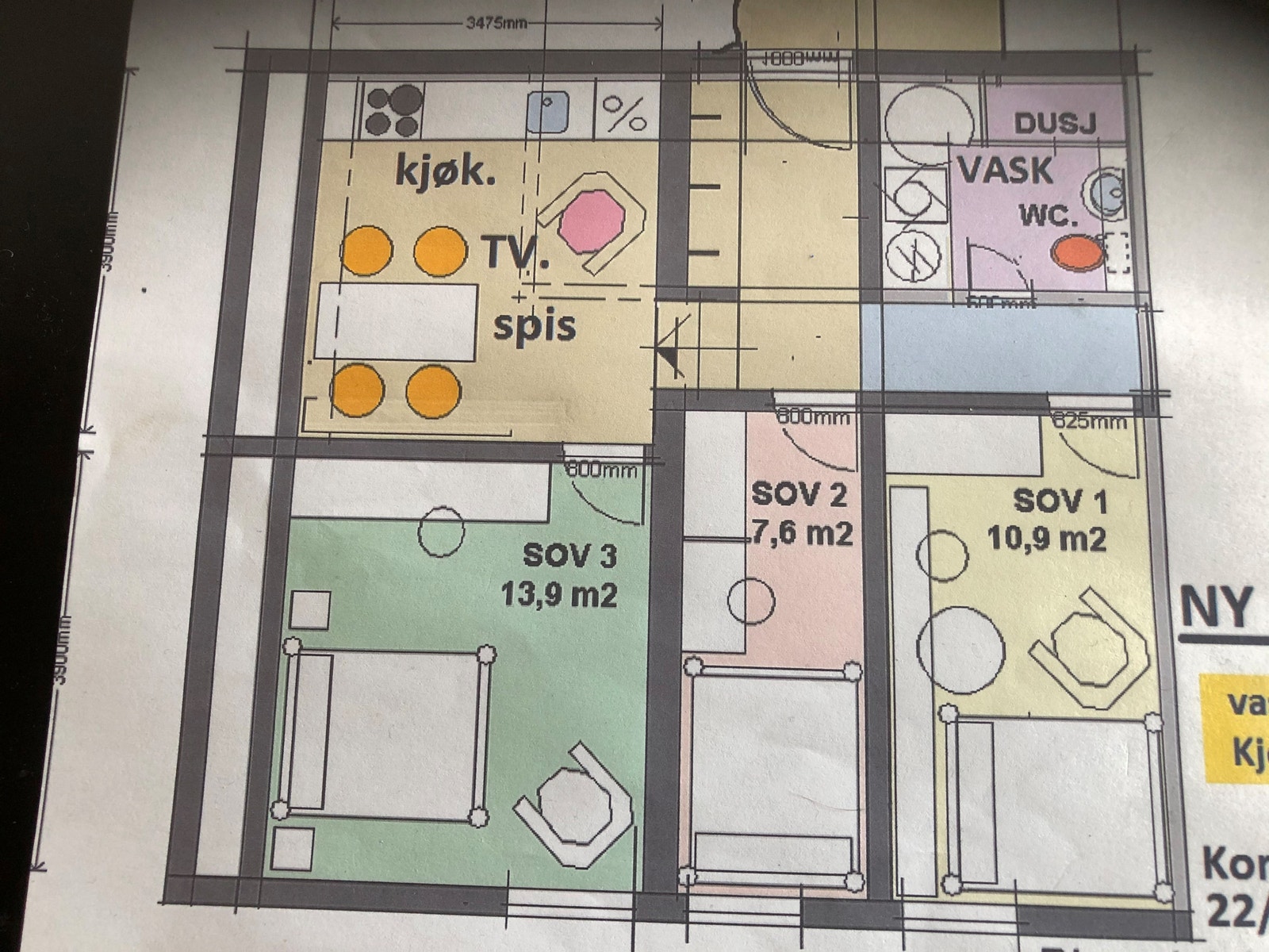 Tegning av leilighet Galleribilde