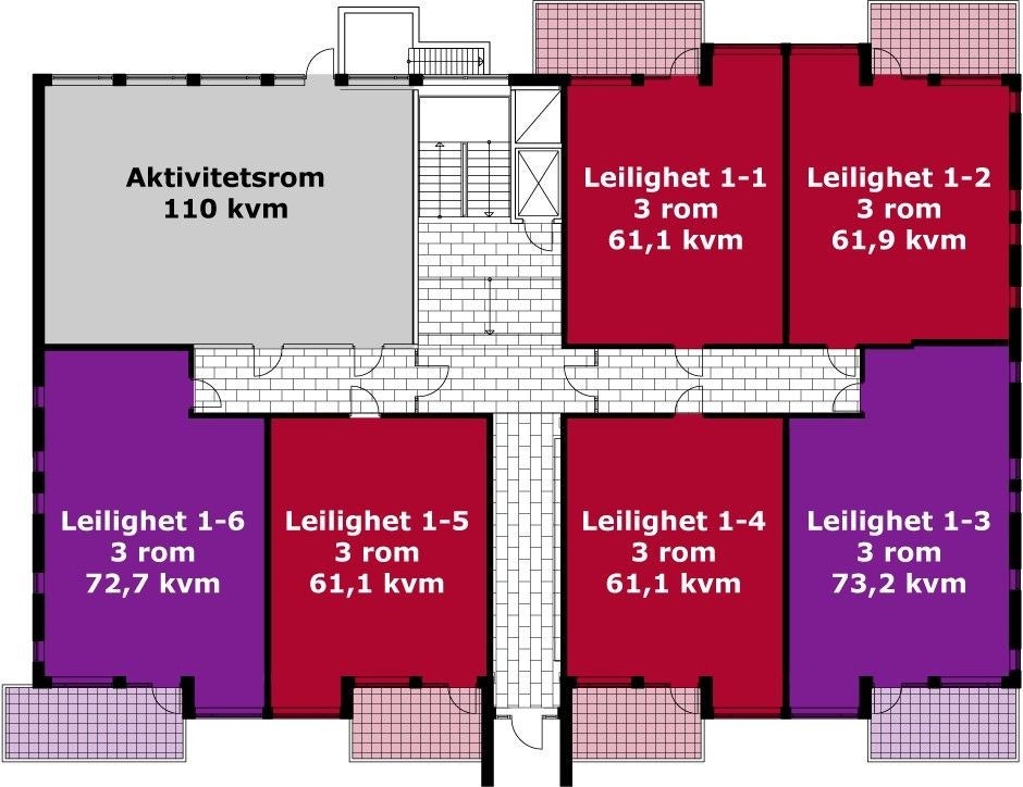 Plan tegning - leilighet 1-4 Galleribilde