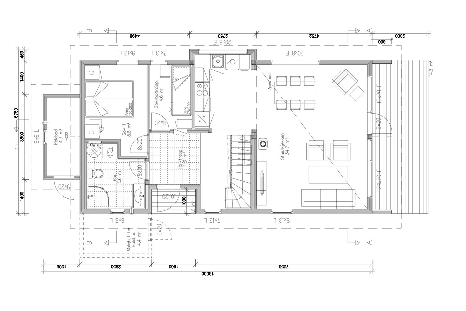 Plantegning 1. etg. Galleribilde