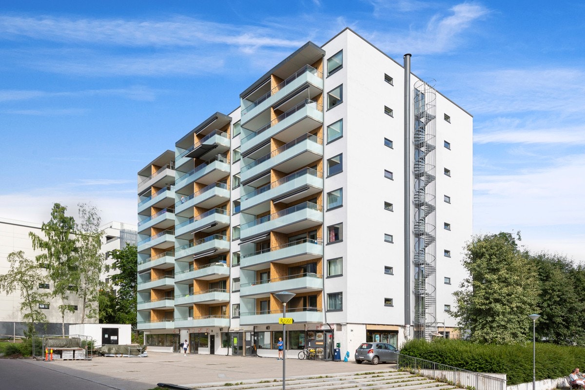 Fasadene i borettslaget er nylig pusset opp i 2019/2020 Galleribilde