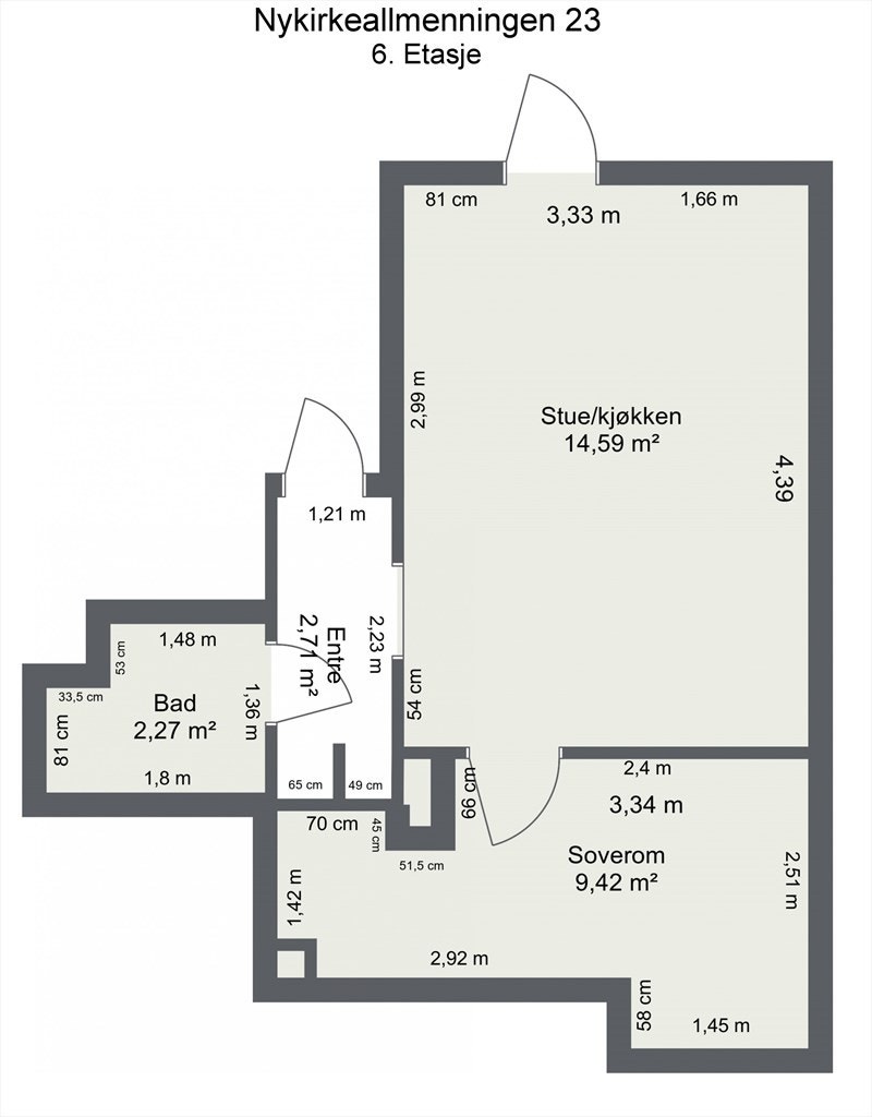 Målsatt plantegning. Galleribilde