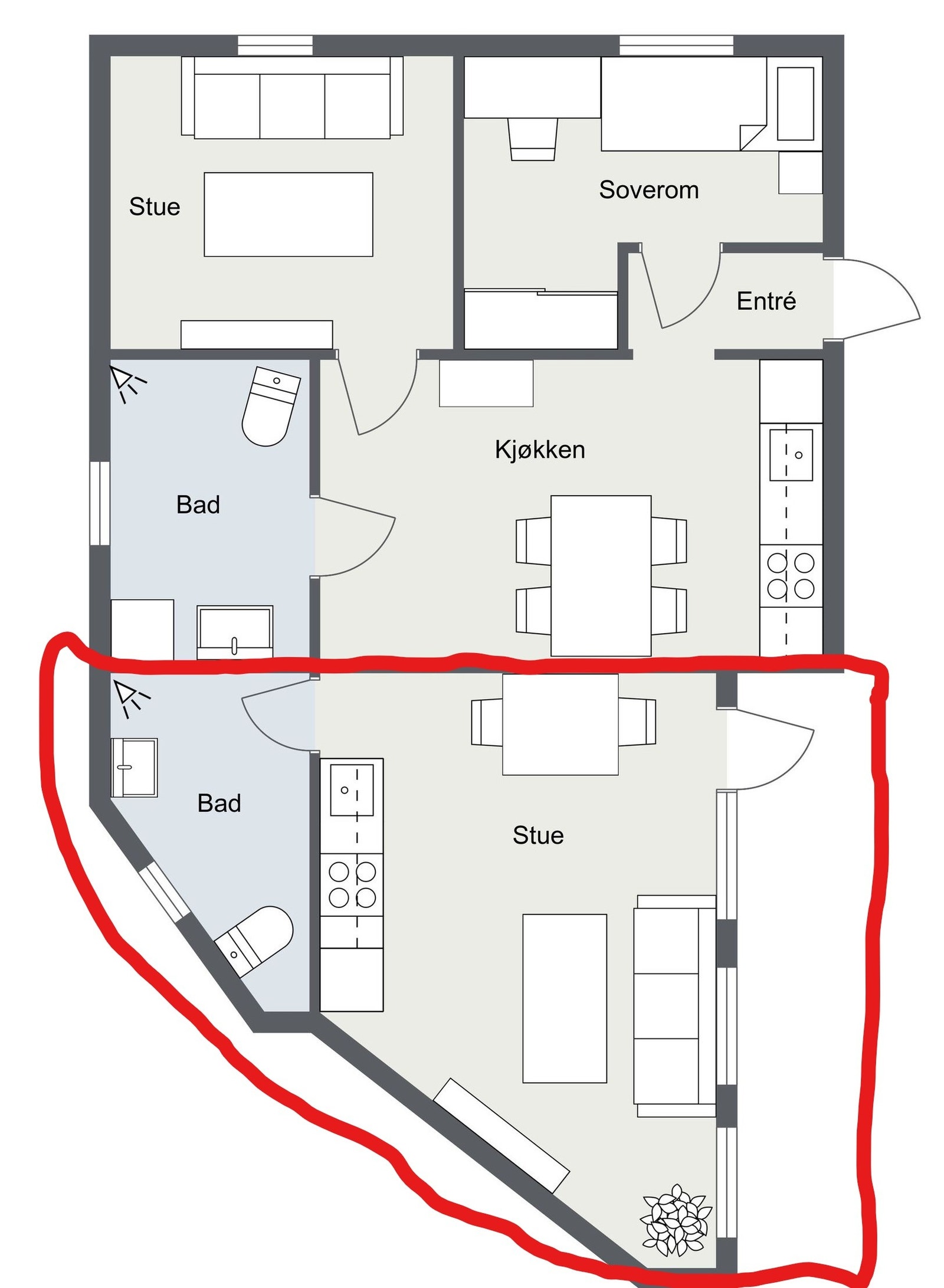 Del som skal leies ut Galleribilde