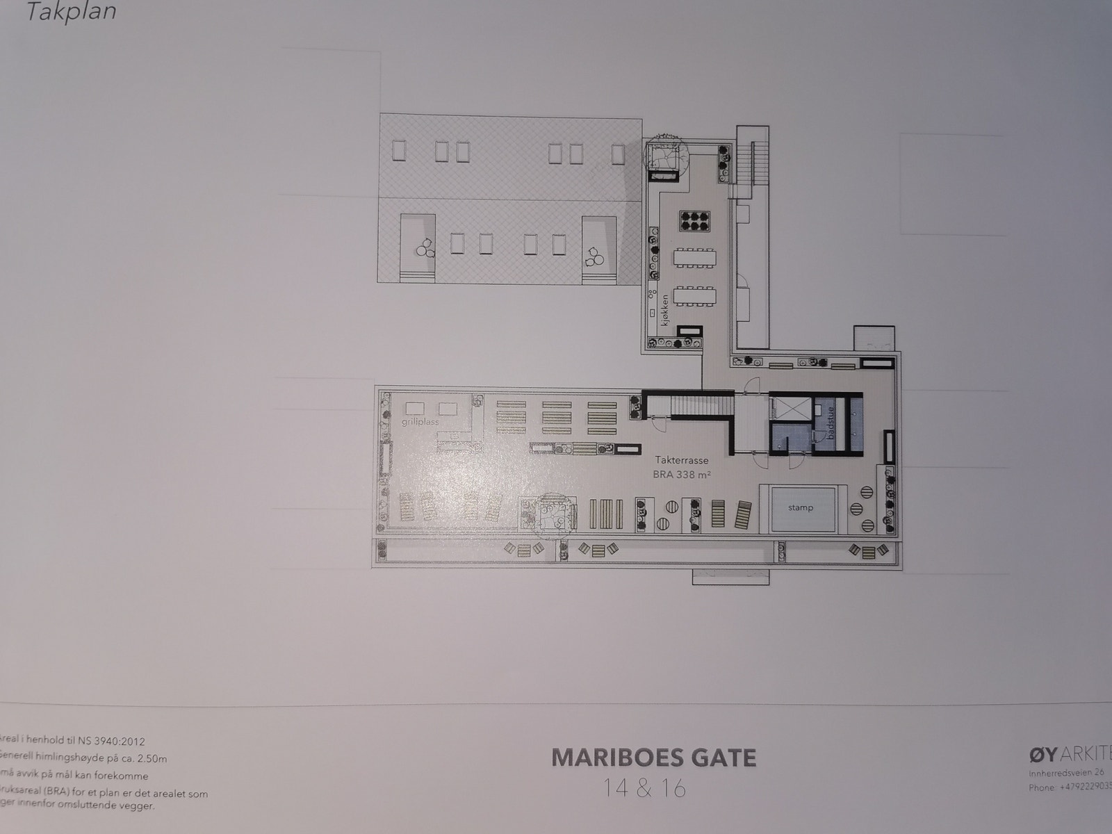 Plantegning av tak-terassen Galleribilde