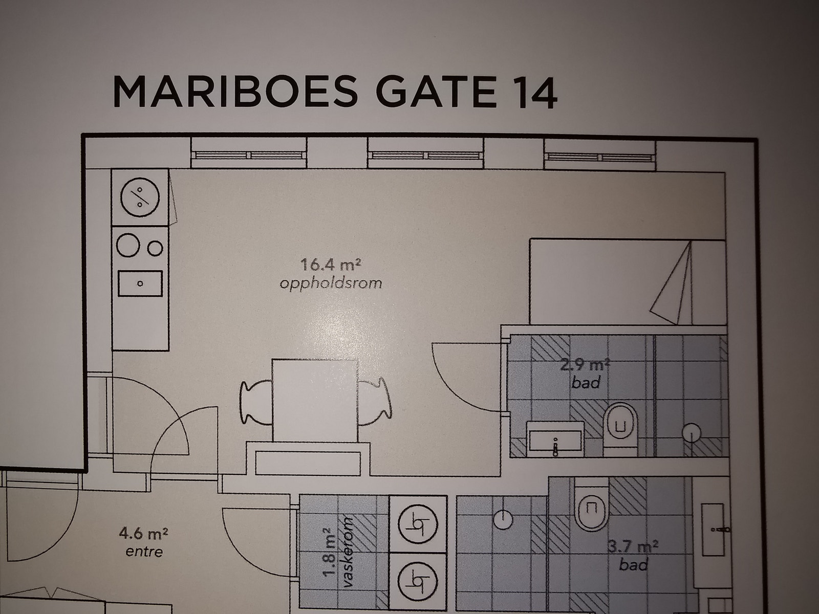 Plantegning av leiligheten. Døren mellom leilighetene vil til enhver tid være låst. Galleribilde