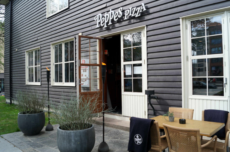 Peppes Pizza som er nabo med Kanonhallen, ligger på hjørnet mot Løren Torv og har både inne- og uteservering. Galleribilde