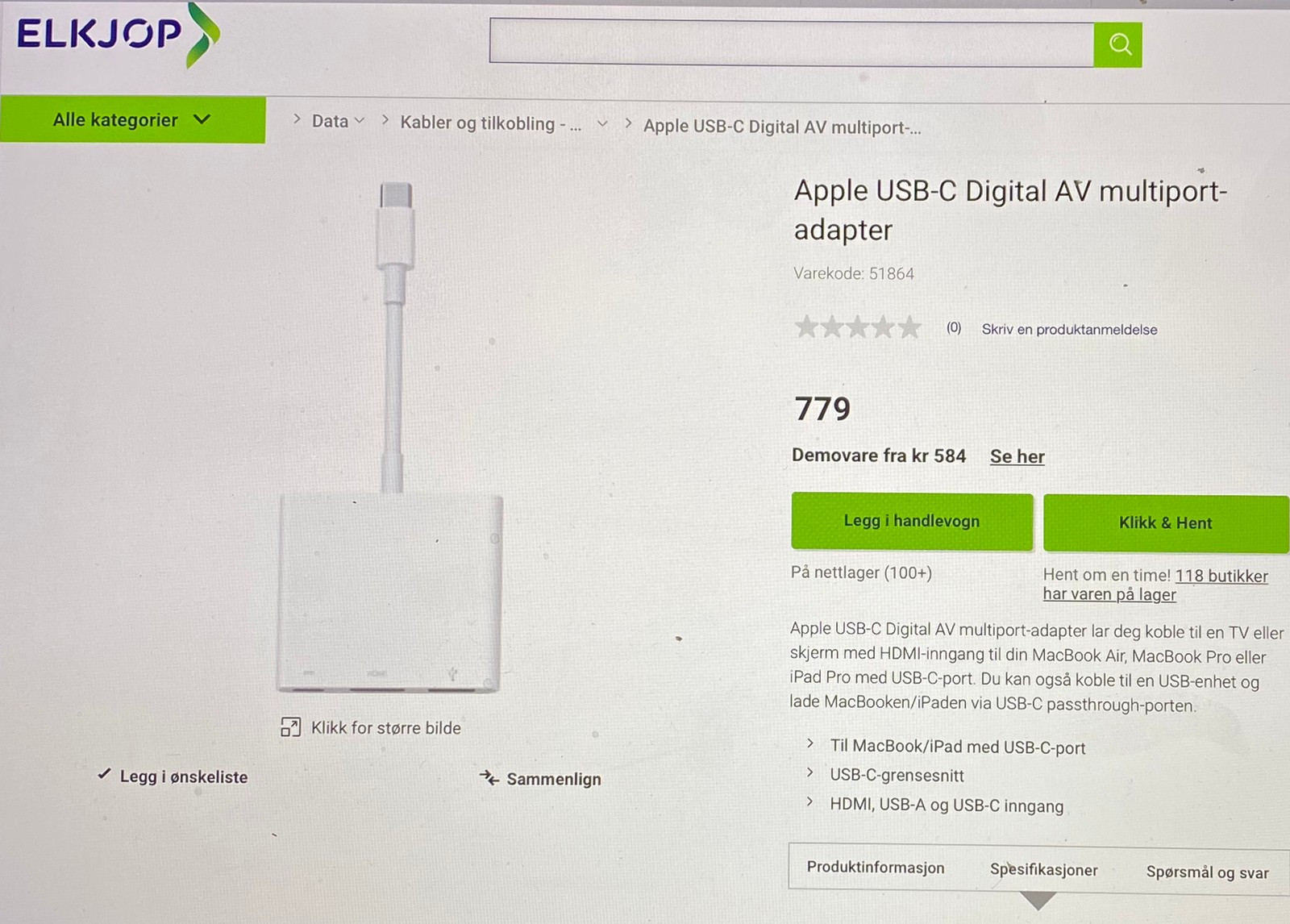 Apple USB C digital AV multiport adapter | FINN.no Finn og kjøp lader til din Apple enhet her