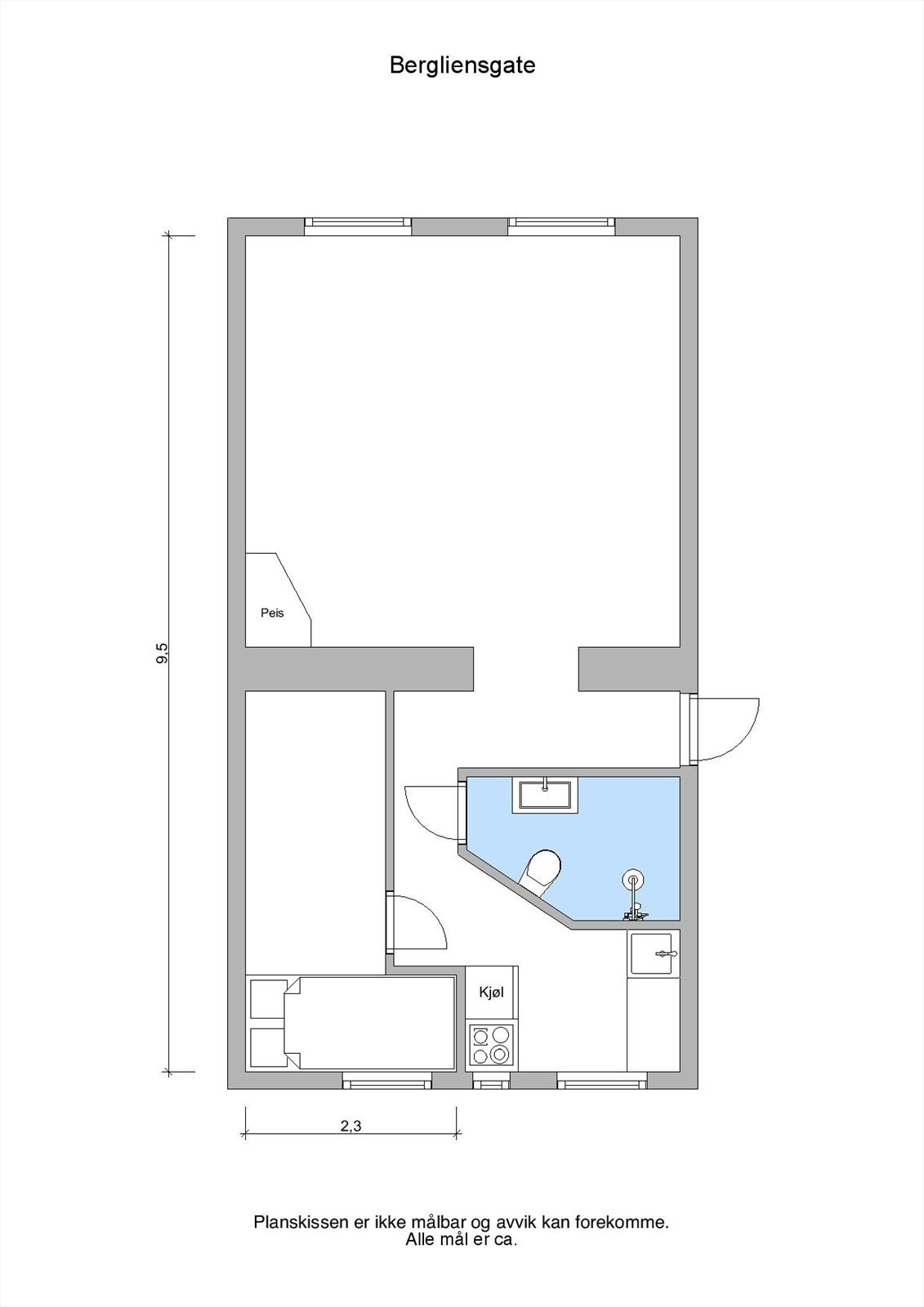 Leiligheten disponerer en bod i kjeller på ca. 7 kvm, en loftsbod på ca. 4,5 kvm samt en bod i oppgang med vaskemaskin på ca. 1 kvm Galleribilde