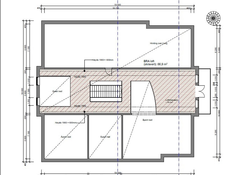 Plantegning loft. Galleribilde