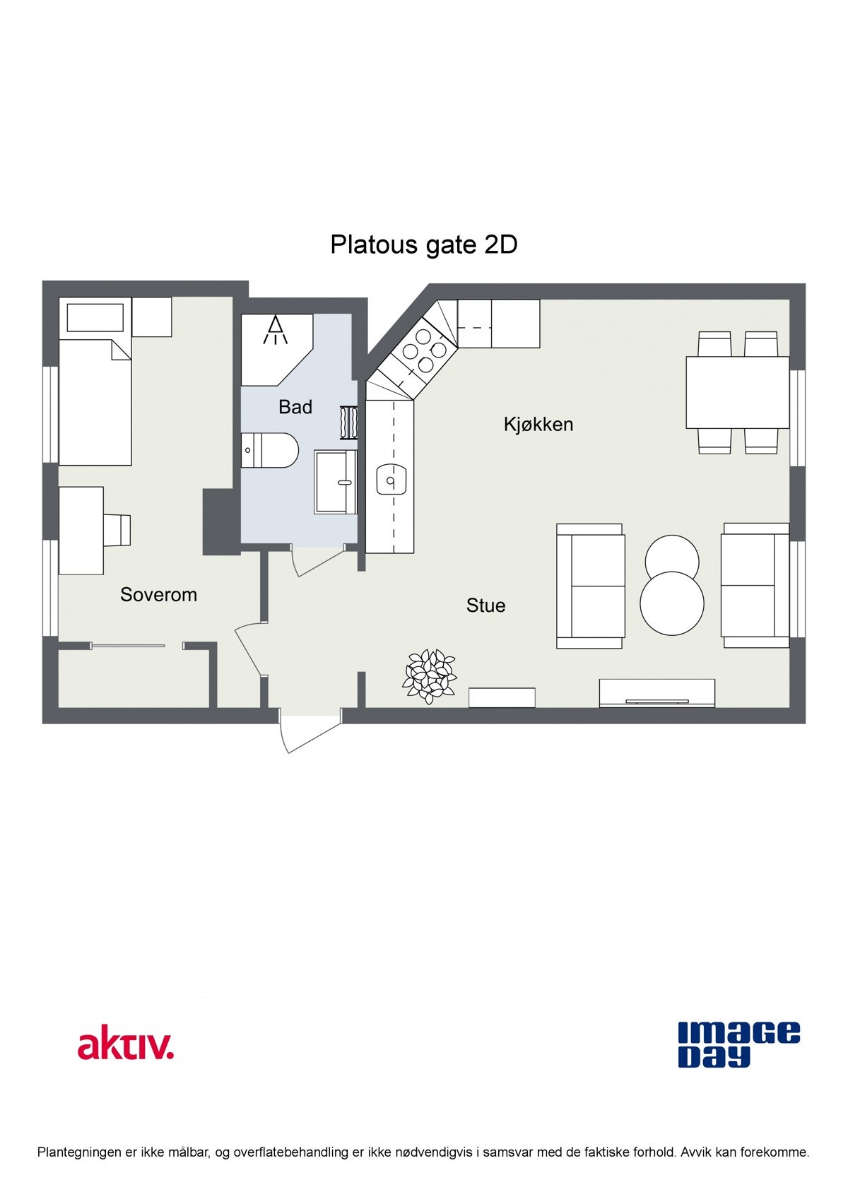 Vi begynner med plantegningen, slik at du får orientert deg i leiligheten. Galleribilde