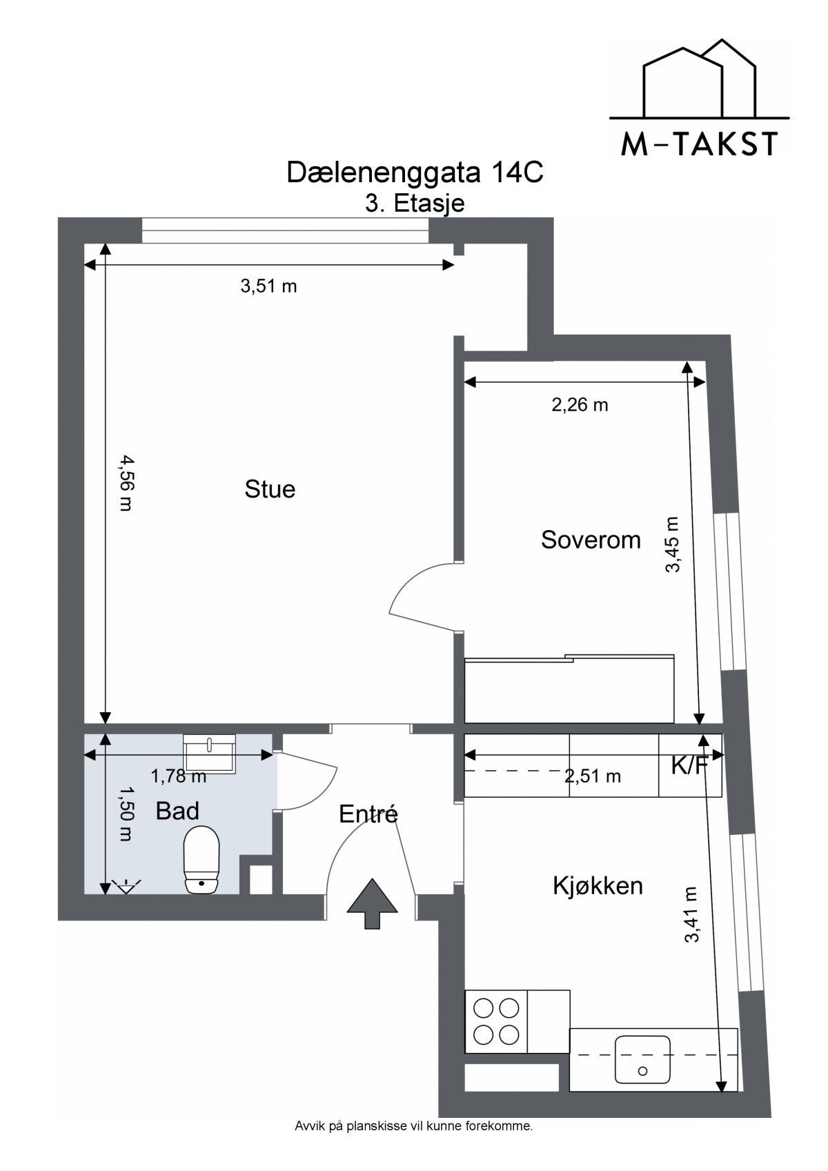 Plantegning Dælenenggata 14C. Galleribilde