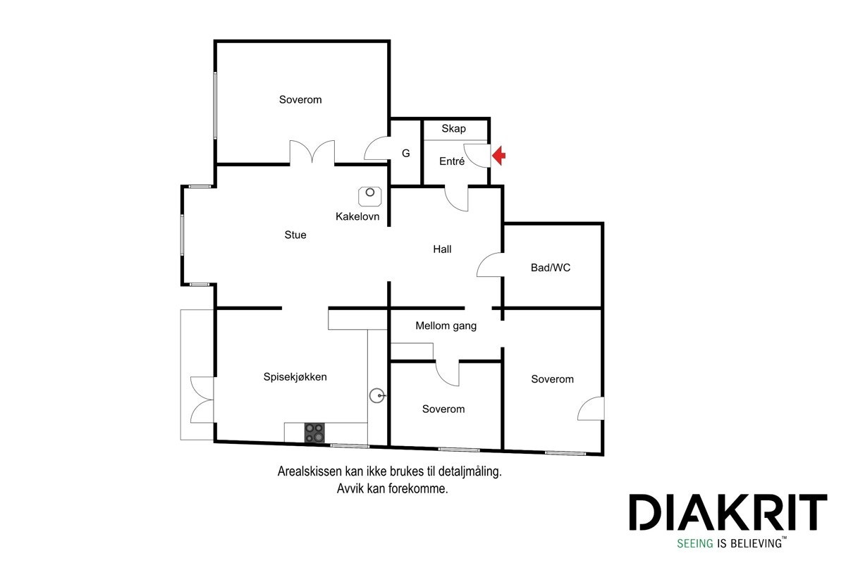 Gabels gate 18 B - Plantegning 3. etg. med balkong Galleribilde