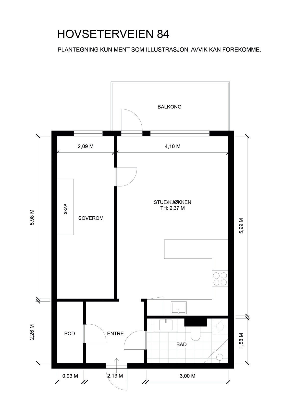 Plantegning Hovseterveien 84. Galleribilde