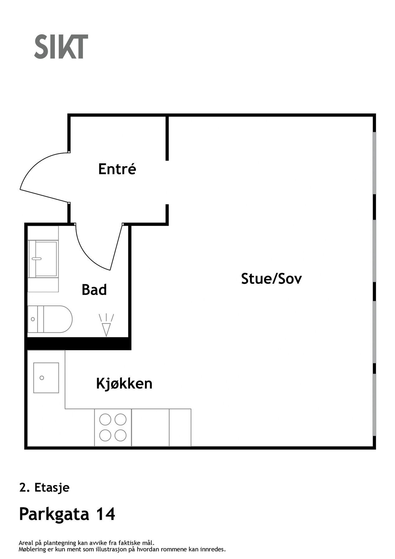 Parkgata 14 - 2D - plan 2 Galleribilde