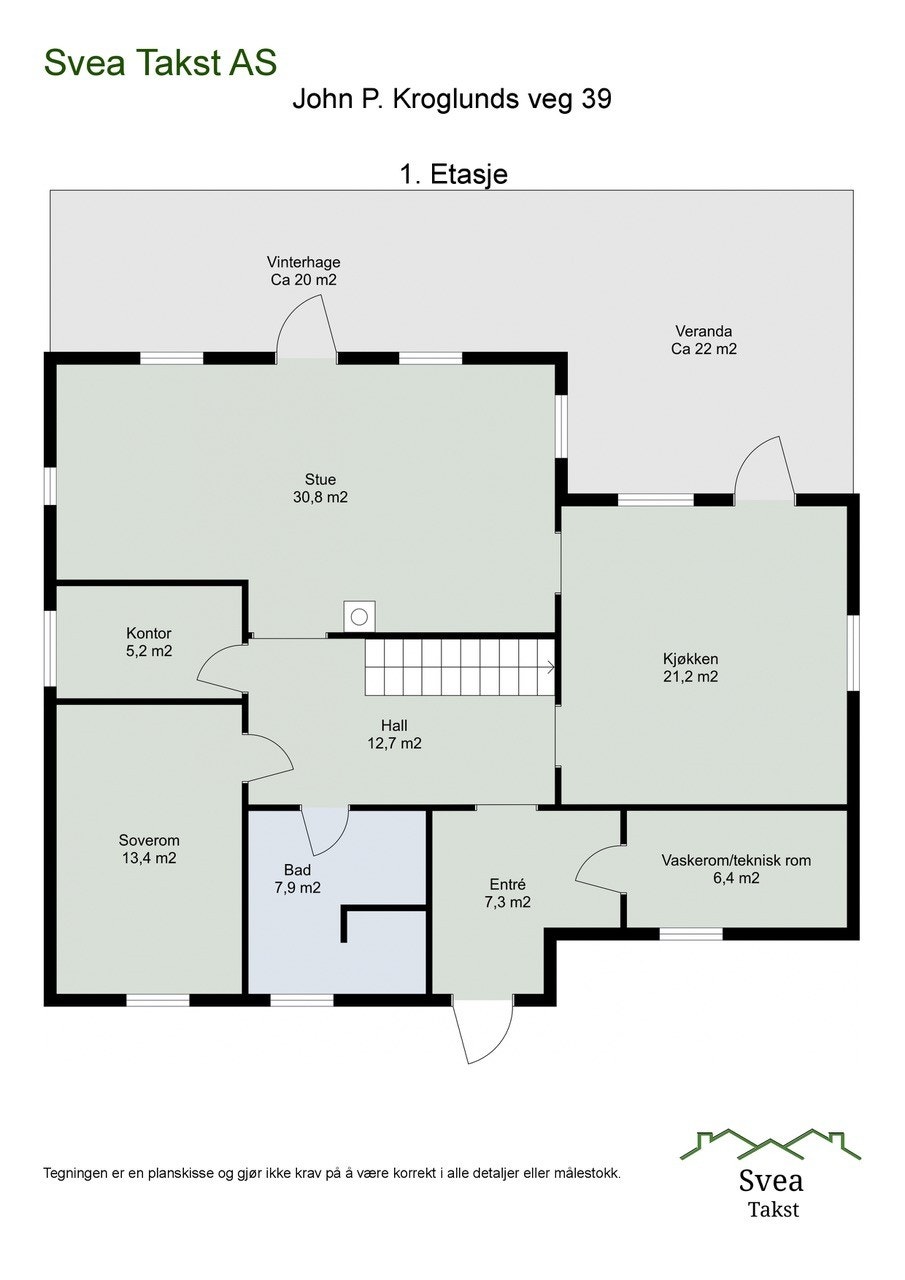Plantegning 1. etasje Galleribilde